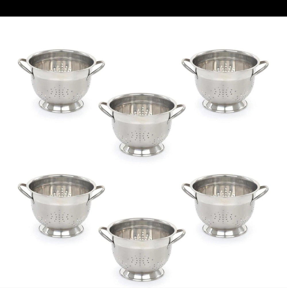 Lot fo 6 Adcraft HDC-3 9" 3-Quart Stainless Steel Deluxe Colander Strainer NEW!